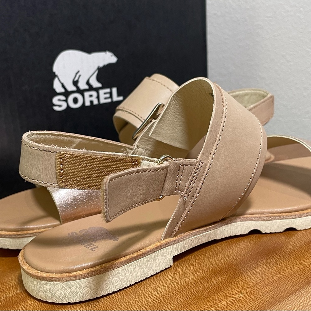 New in Box SOREL Ella III Slingback Sandal Honest Beige/Honey White Size 8.5 - Picture 12 of 14